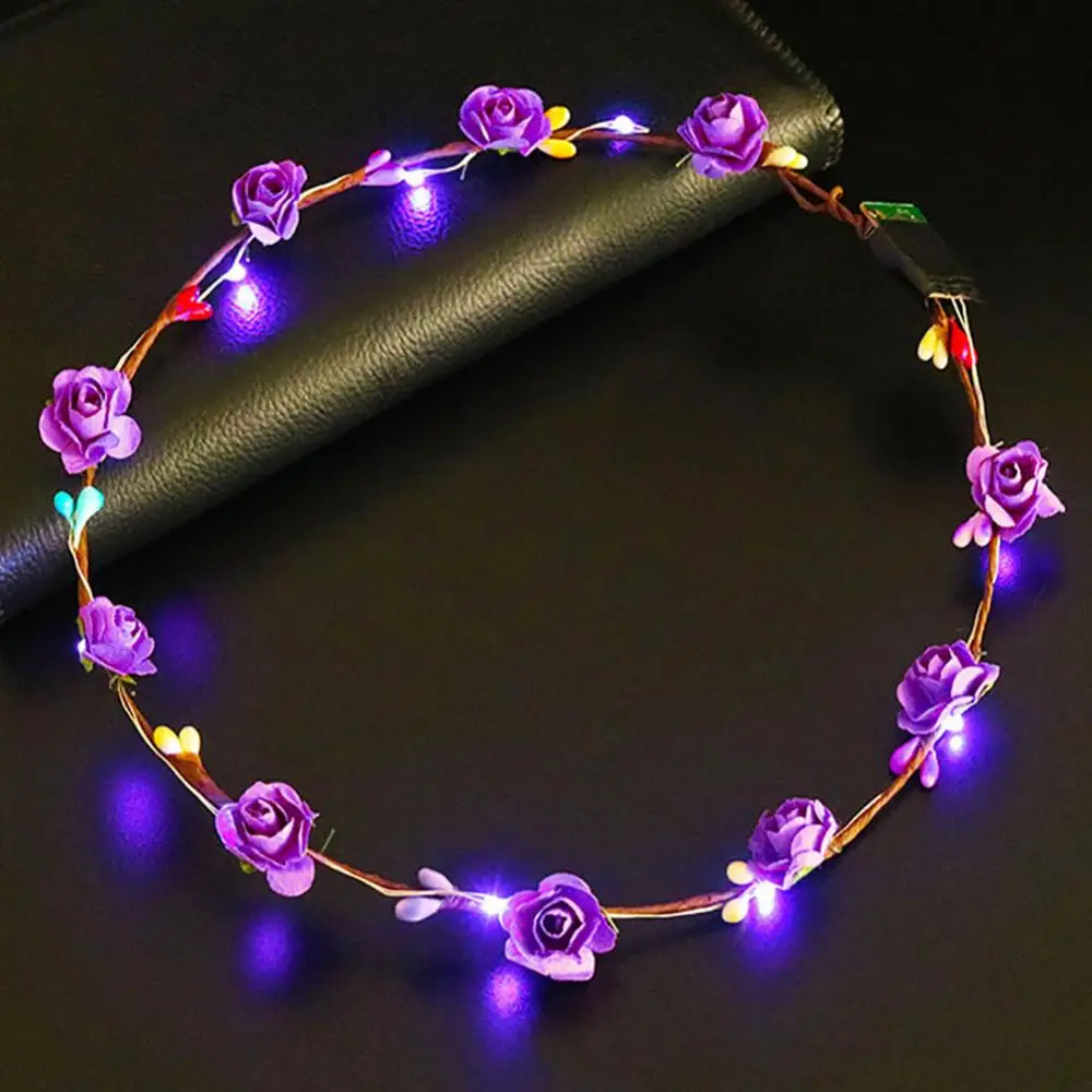 

LED Light Garland Girls Women Christmas Gift Birthday Party Concert Headband Hair Accessories Grinalda com Brilho wreath