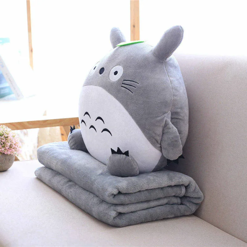 Totoro Cushion Multifunction Soft Flannel Pillow with Blanket 3 In 1 Stuffed Japan Plush Cute Hand Warmer Girl Valentine Gift | Игрушки и