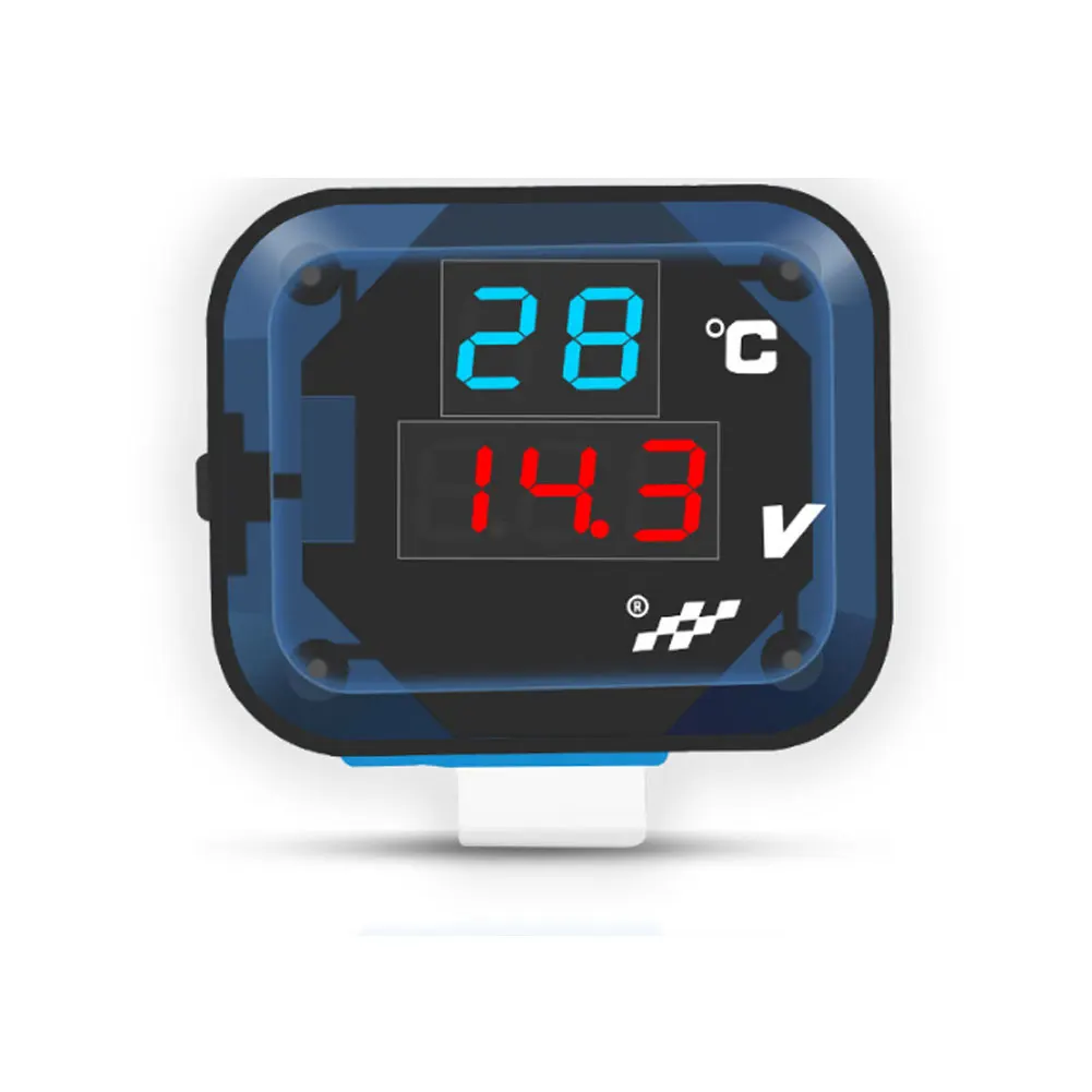 3 In 1 Motorcycle Voltmeter Thermometer USB Charger LED Digital Display Temperature Indicator Voltage Monitor Multimeter
