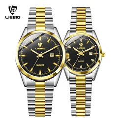 LIBIIG Top Brand Fasion Quartz Wristwatches male Famale Stainless Steel 3Bar Waterproof Date Display watches Reloj Hombre