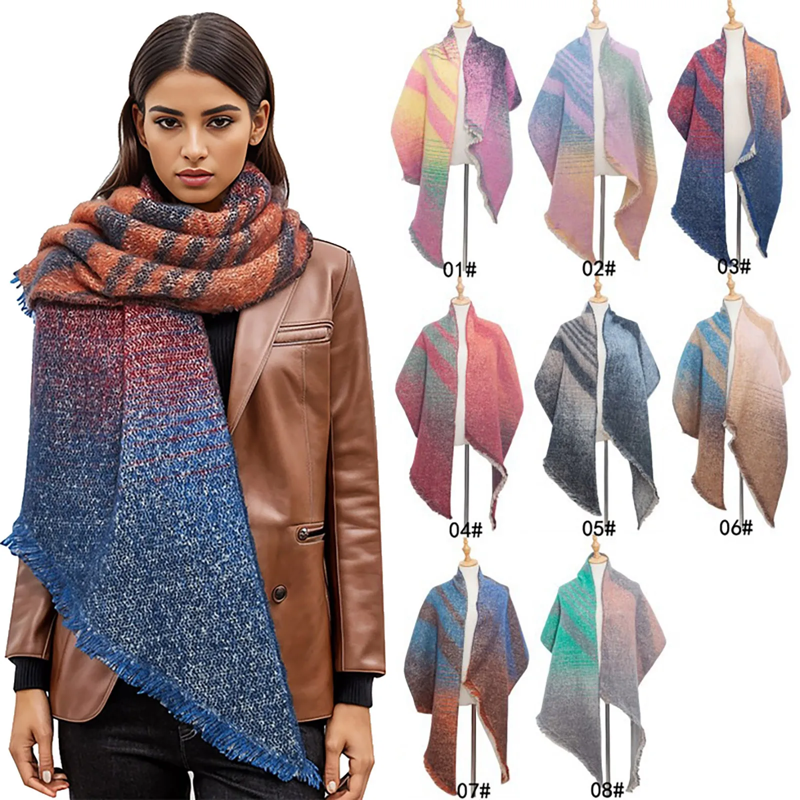 

Модная и Уютная женская шаль, сезон осень-зима, повседневный вязаный шарф с толстым круглым узором, длинный шарф для женщин из пашмины