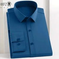 Chemise d'affaires décontractée à manches longues pour hommes, couleur unie, résistante aux rides, confortable, haut polyvalent toutes saisons 5