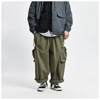 Multi Pocket Cargo Pants Mens Work Pants Safari Style Casual Wide Leg Pants Men Solid Color Baggy Trousers 2