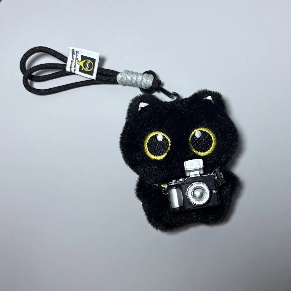 New Scarf Black Cat Plush Doll Keychain Camera Shoulder Bag Doll Bag Pendant Car Key Ring School Bag Decoration Nice Gift