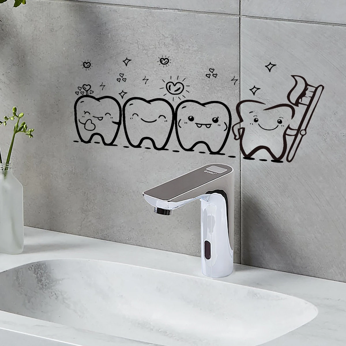 1PC Washstand Dental Wall Stickers Dental Clinic Oral Display Window Decoration Living Room Bedroom Wall Stickers