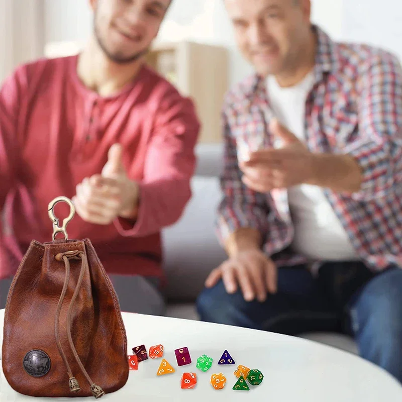 Dice Bag Artificial Leather Vintage Waist Bag Japanese Style Drawstring Pouch D&D MTG RPG Table Games Gift Coin Purse