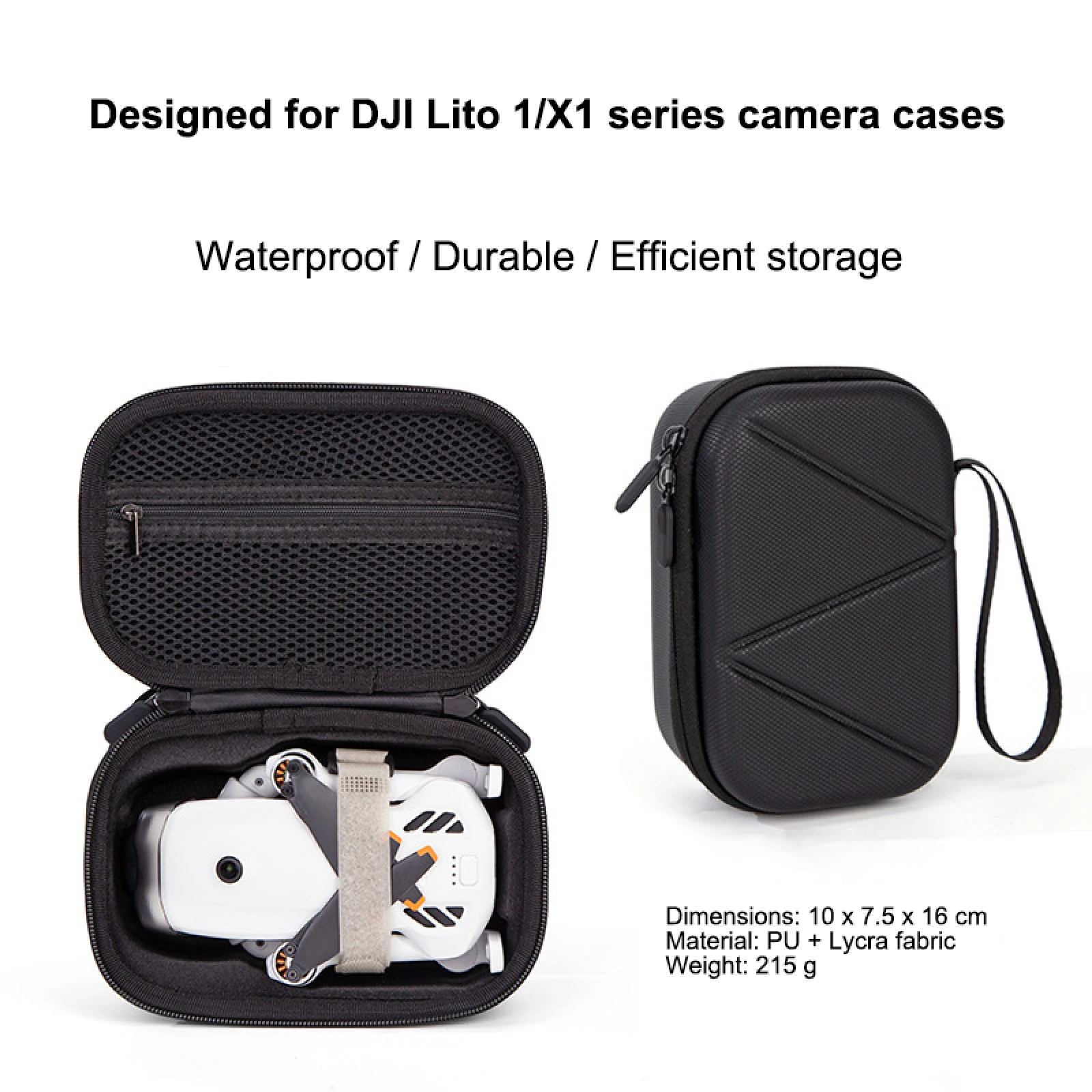 DJI Lito 1 / X1용 휴대용 케이스, 하드 쉘 PU 방수 보관 가방 끈이 있는 휴대용 여행용 보호 커버