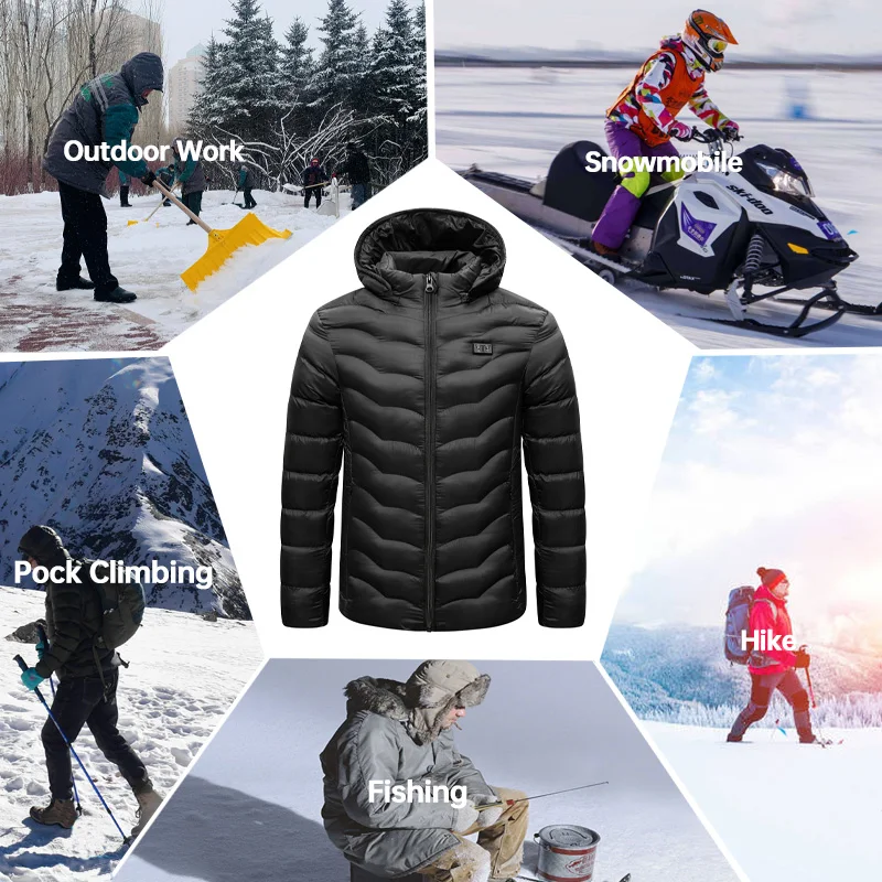 Heated Jacket 21 Areas Winter Men's Self Heating Jacket Heated Vest ski Thermal Clothing Coat USB Electric Heating Jacket 3