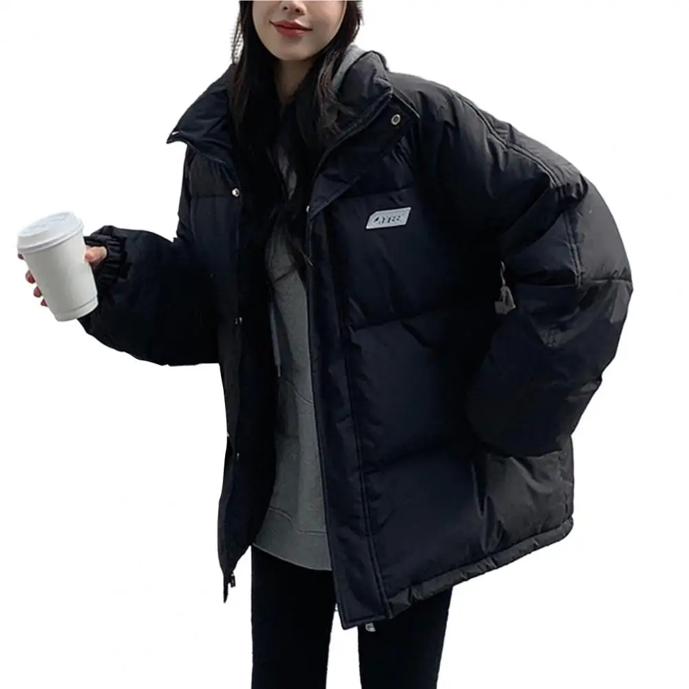 

Bright Colored Cotton Coat Cozy Winter Cotton Coat Stand Collar Thick Padded Warmth Windproof Design Long Sleeve Neck Protection
