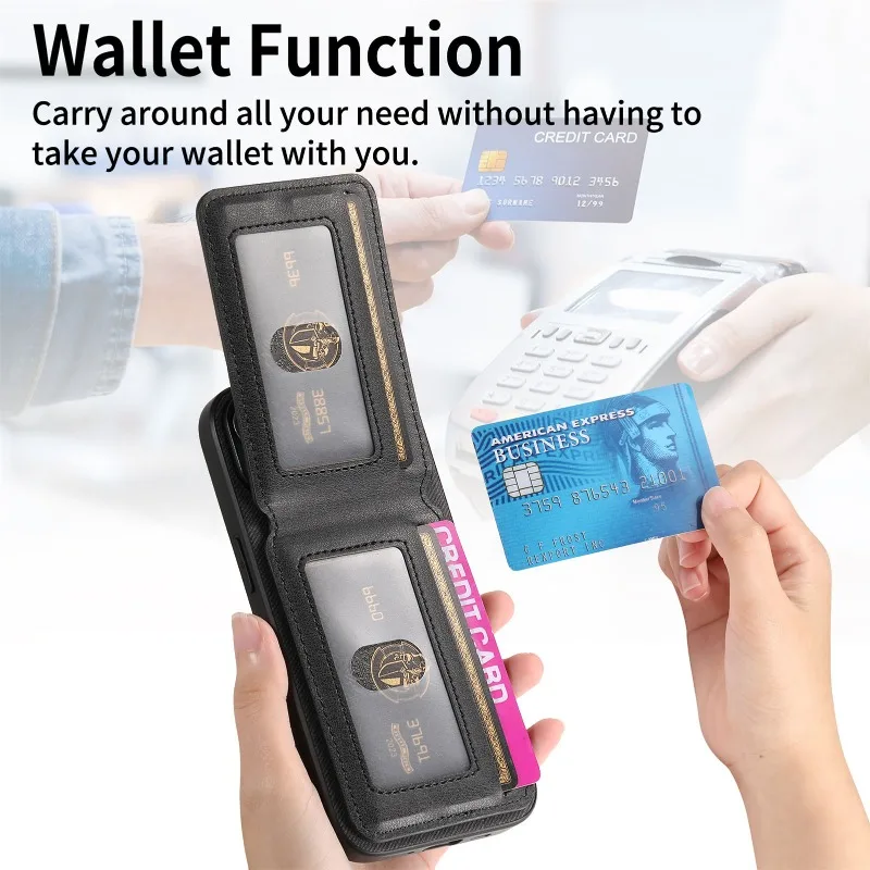 Premium PU Leather Flip Wallet Case with Card Slot and Stand – Magnetic Shockproof Bracket Cover