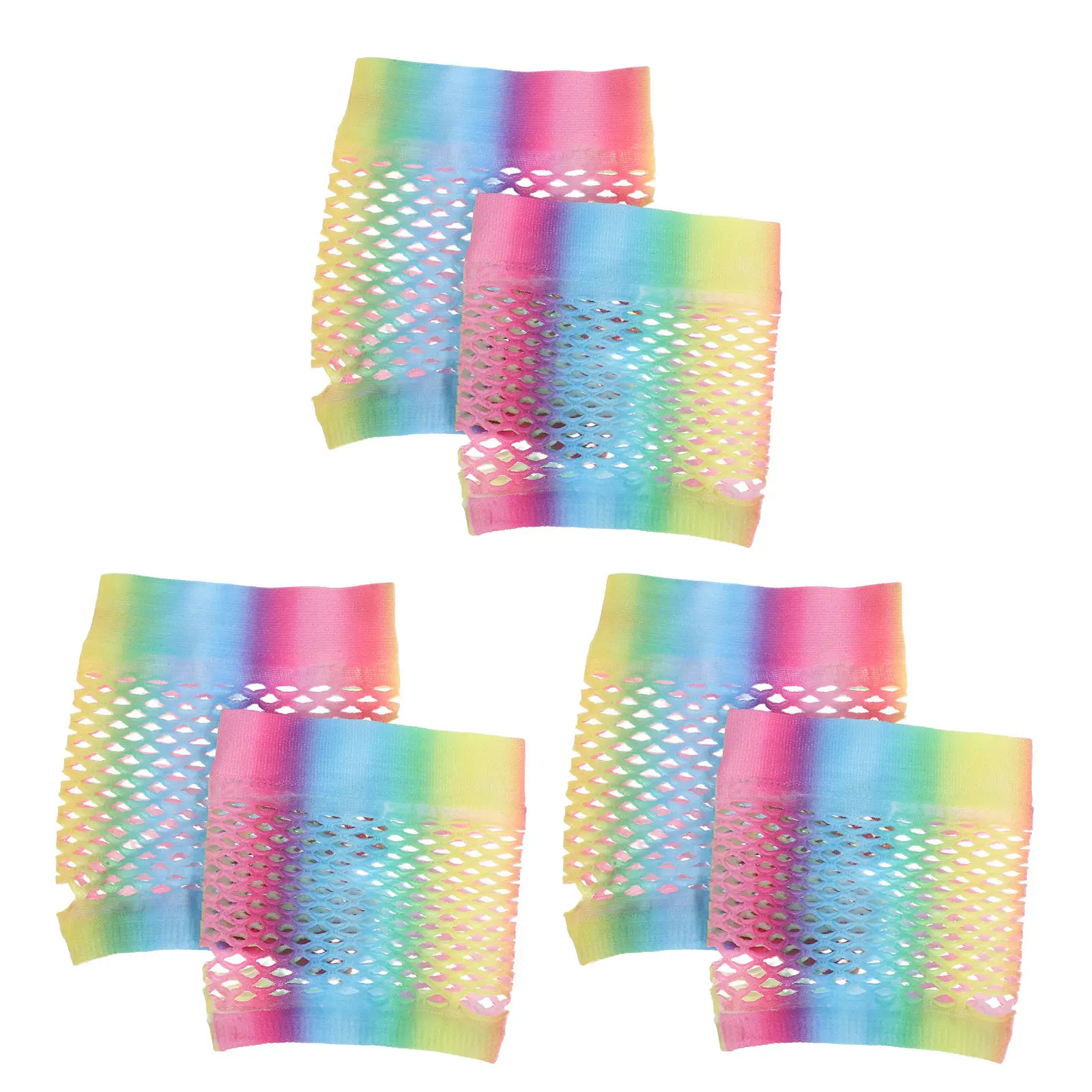 3 쌍 웨딩 장갑 다채로운 Fishnet 반 손가락 장갑 패션 파티 댄스 짧은 장갑..