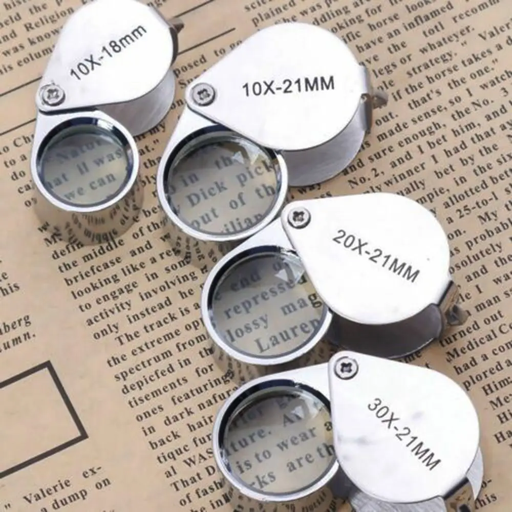 Mini Metal Magnifier Reading Map Jewelry Folding Keychain Loupe 10/15/20/30X Daily Hand Magnifying Glass Tool Gift Supplies
