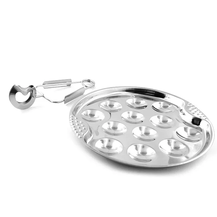 Stainless Steel Metal Serving Kitchen Food Plate Snail Plate Restaurant Mushroom Dinner Hotel Tableware Cooking Tool