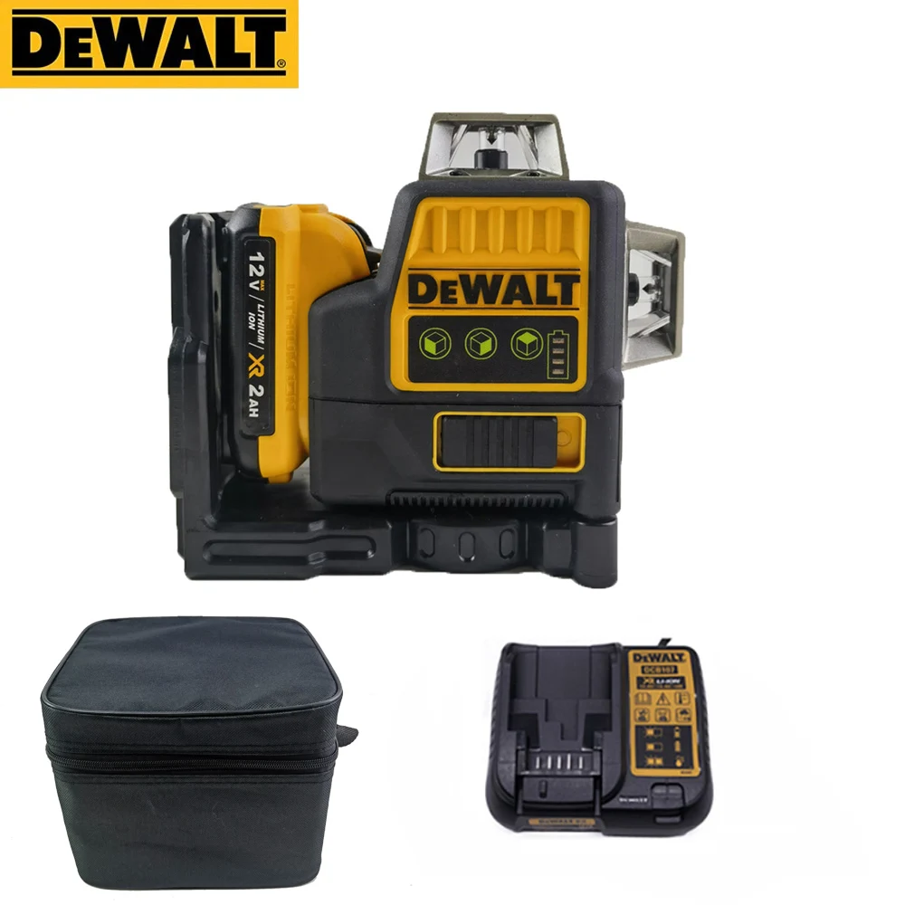 Niveau Laser Dewalt DW089LG 3 Côtés 360° 12 Lignes Vertes + Batterie 12V Et Chargeur – Neuf