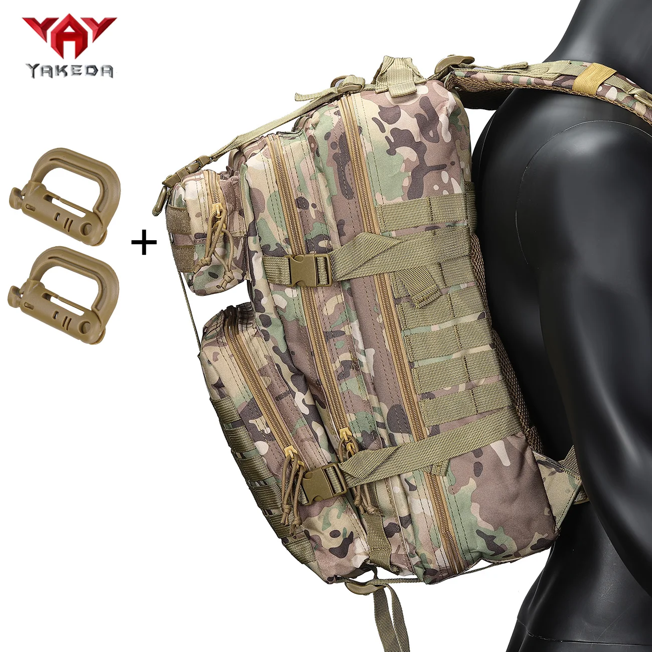 Waterproof Sports Backpack with Buckle and Emblem for Hiking