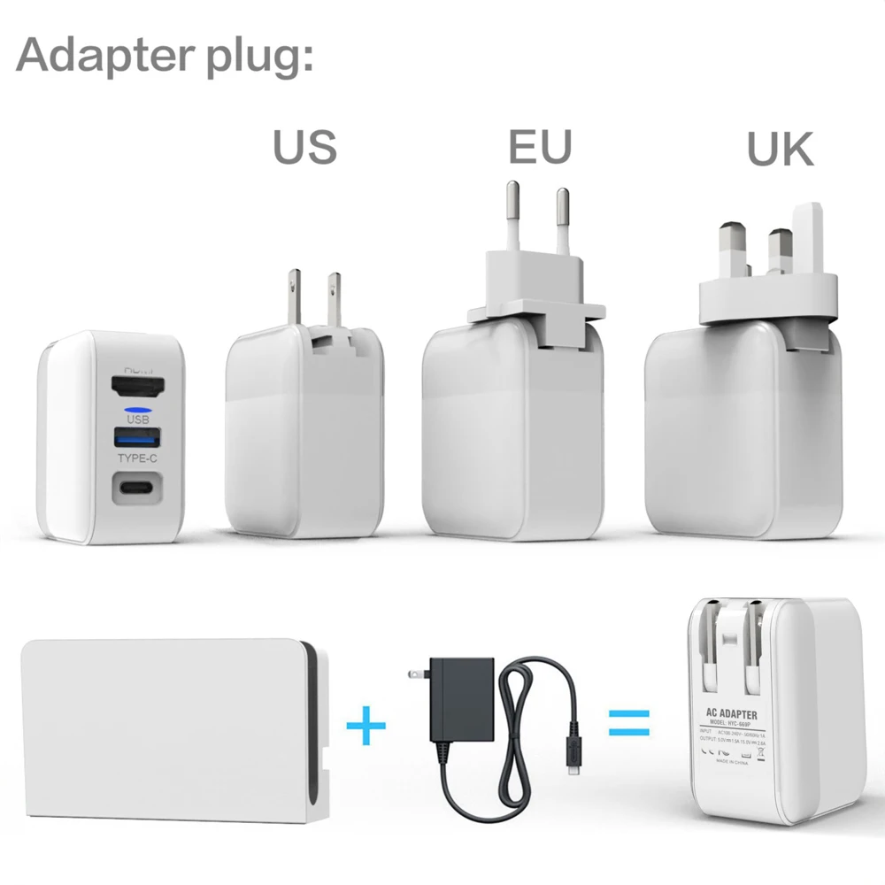 EU 플러그 HDMI 호환 스위치 GaN 고속 충전기, 휴대용 TV 도킹 스테이션, 노트북, 아이패드, 휴대폰용