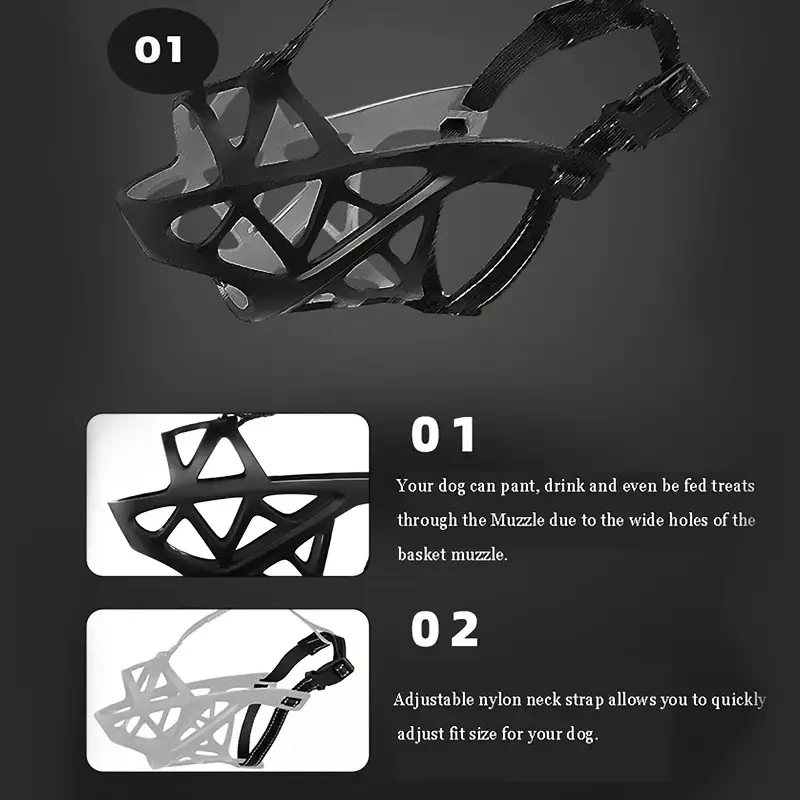 Breathable Bite-proof Dog Mouth Cover Adjustable to Prevent Barking and Eating
