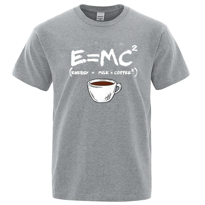 Summer Men's T-shirt 100% Cotton Casual Funny Energy=Milk+Coffee Print Men Cool Loose O-neck Tops For Men Short Sleeve Male Tees 4