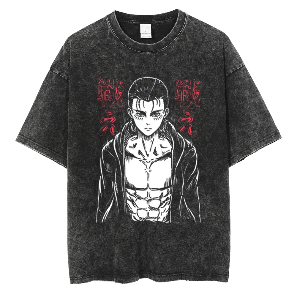 Harajuku Anime Attack On Titan Levi Ackerman Print Tee Men Women Comfortable T-shirts Casual Loose T Shirt Male Cotton Tshirt 2