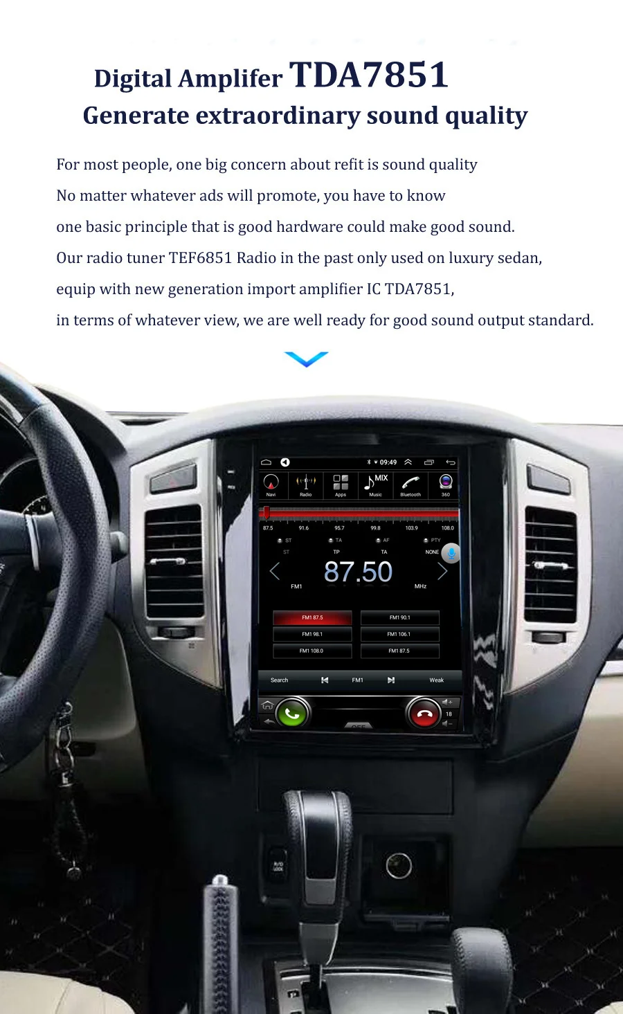Big Qled Screen Stereo Navigation For Dodge Ram 2019 - 2023 Android Media Video