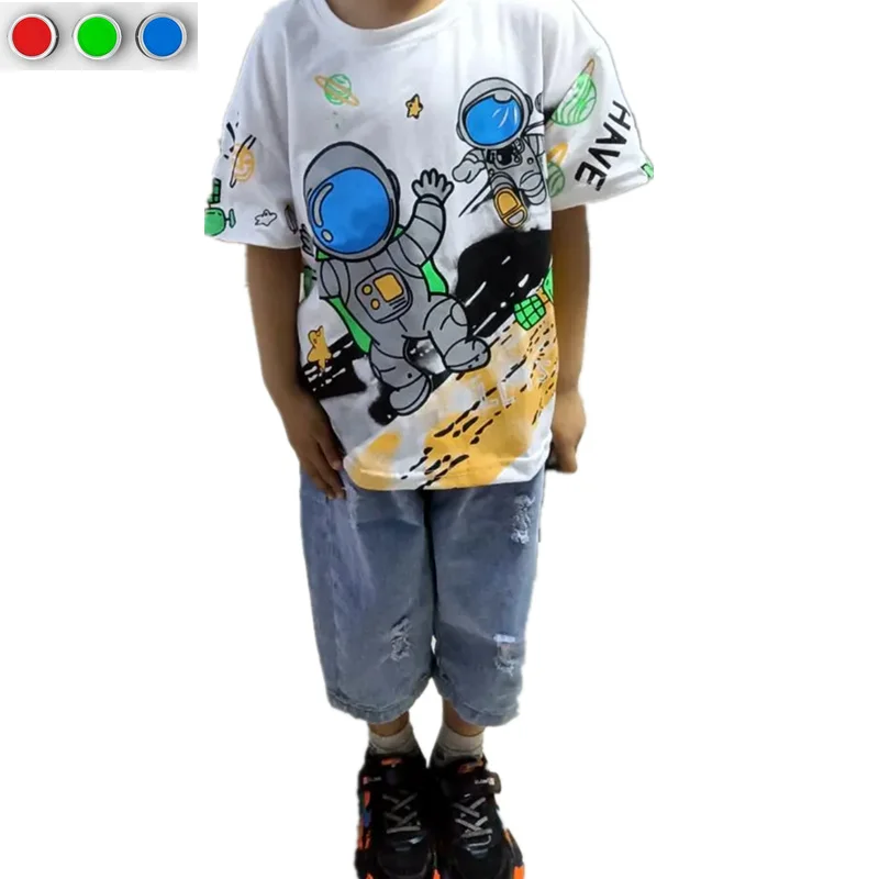 

2 шт., детский хлопковый комплект из футболки и джинсовых шортов