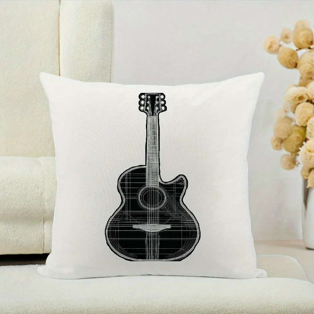 Guitar Sketch Pillow - Modern Home Decor, Adds Musical Charm, Artistic Style, and Creative Inspiration to Your Living Space 5
