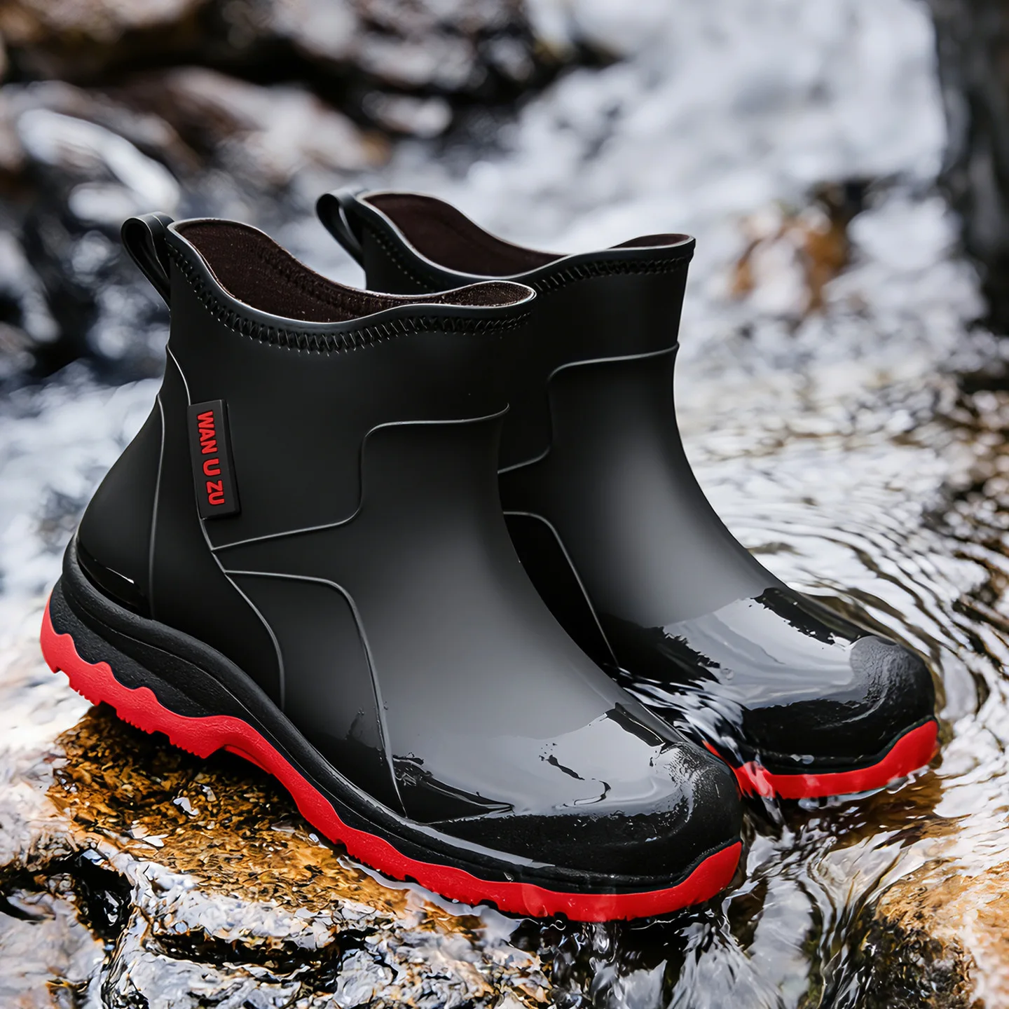 Bottes pluie courtes homme doublure polaire anti-dérapantes pour pêche et récolte fruits de mer