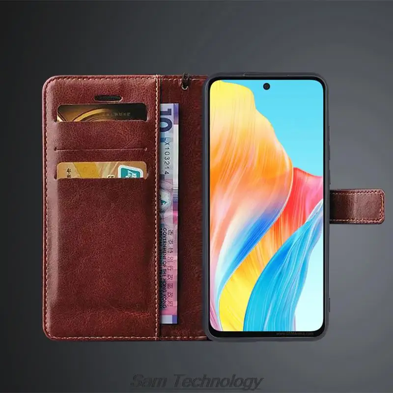 Card Holder Cover Case for OPPO A58 4G Pu Leather Flip Cover Retro Wallet Phone Case OPPO A58 4G Business Fundas Coque 4