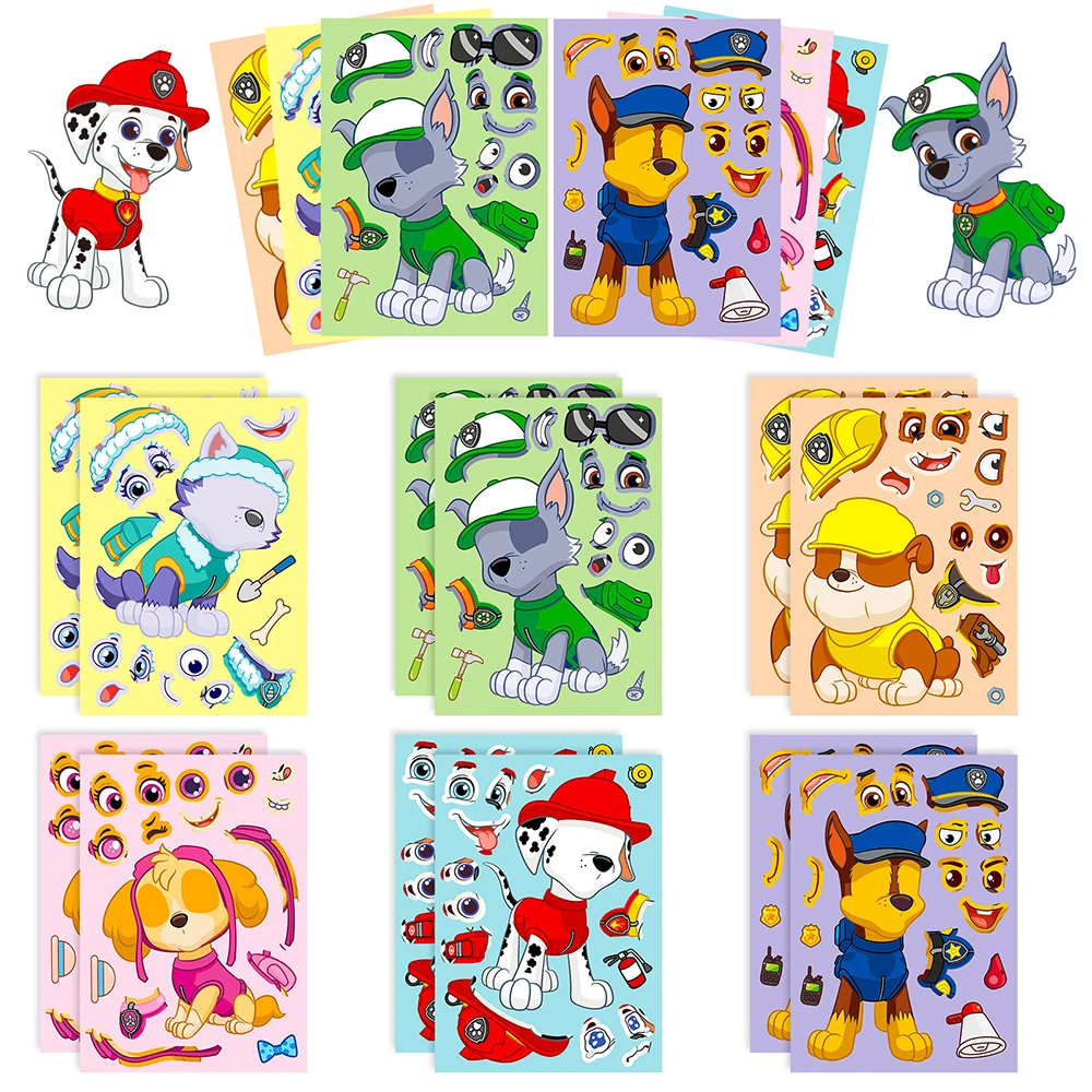 born to dance breakdance white color jigsaw puzzle personalized gift married anime personalized gift puzzle 6/12Sheets Anime PAW Patrol Puzzle Stickers Chase Make-a-Face Assemble Funny Cartoon Decal Assemble Jigsaw Children Sticker Toys