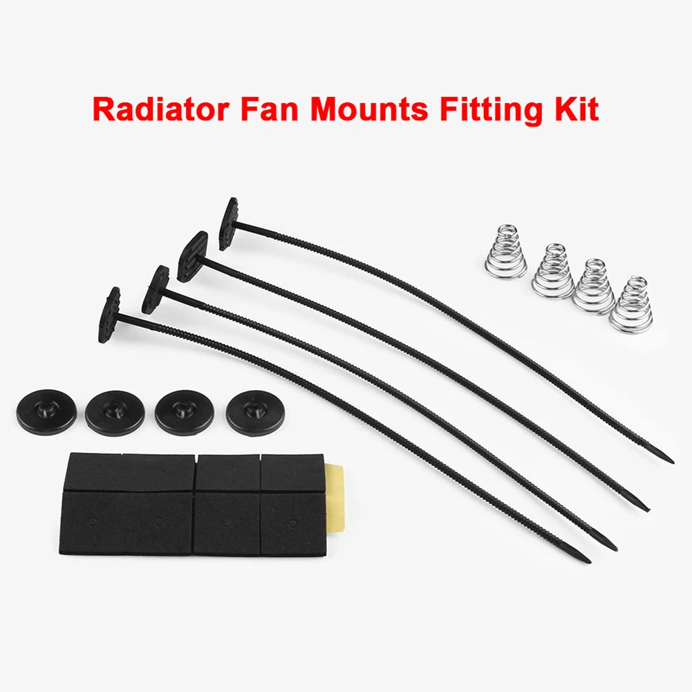 Electric Radiator Fan Mounting Kit 4 Cable Ties Universal Fan Mount Kit 4 Springs for Electric Cooling Transmission Cooler