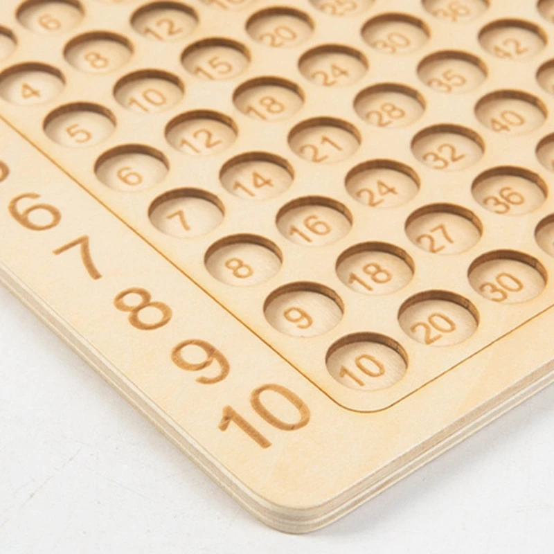 1 Set Montessori Wooden Arithmetic Math Board Toy Multiplication 9X9 Sensory Enlightenment Competitive Puzzle Kids Favor Gift