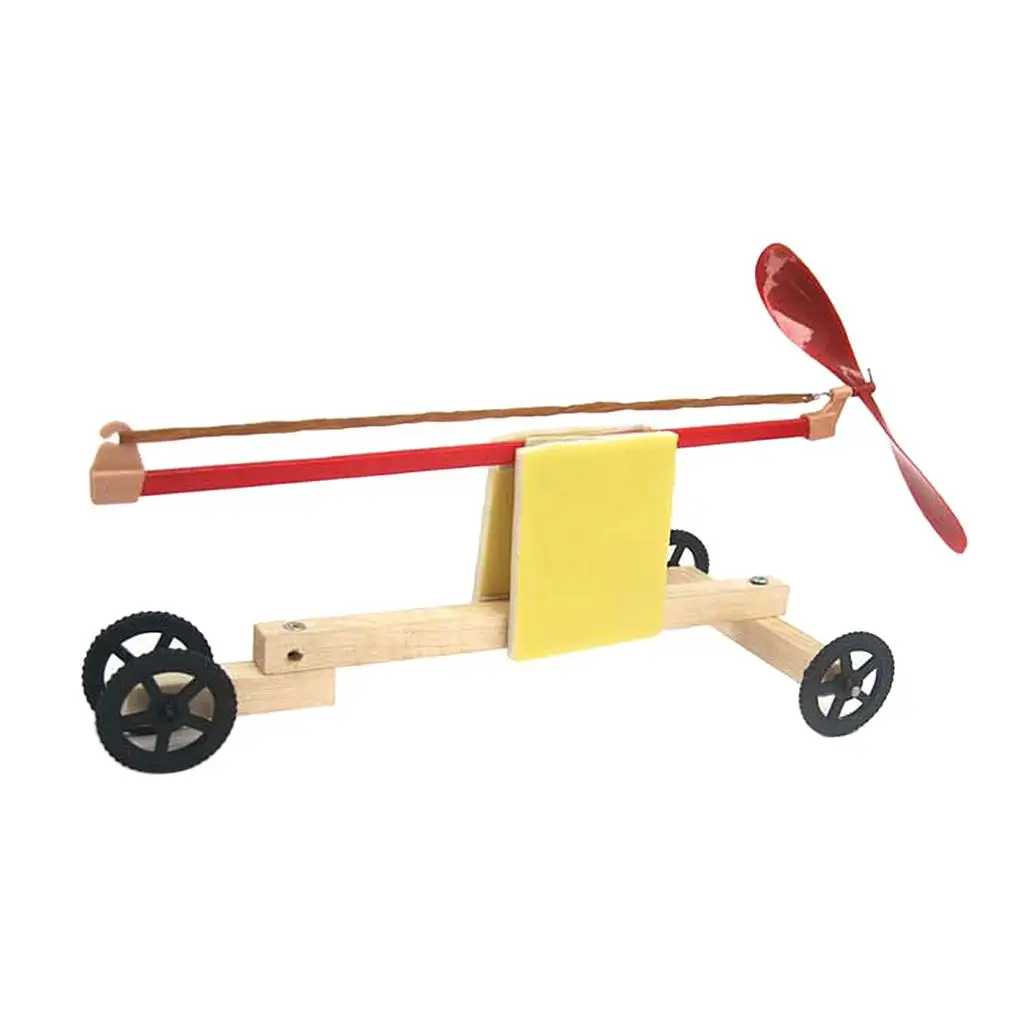

Rubber Band Powered Car DIY Model Kids Children Activity Game Toy