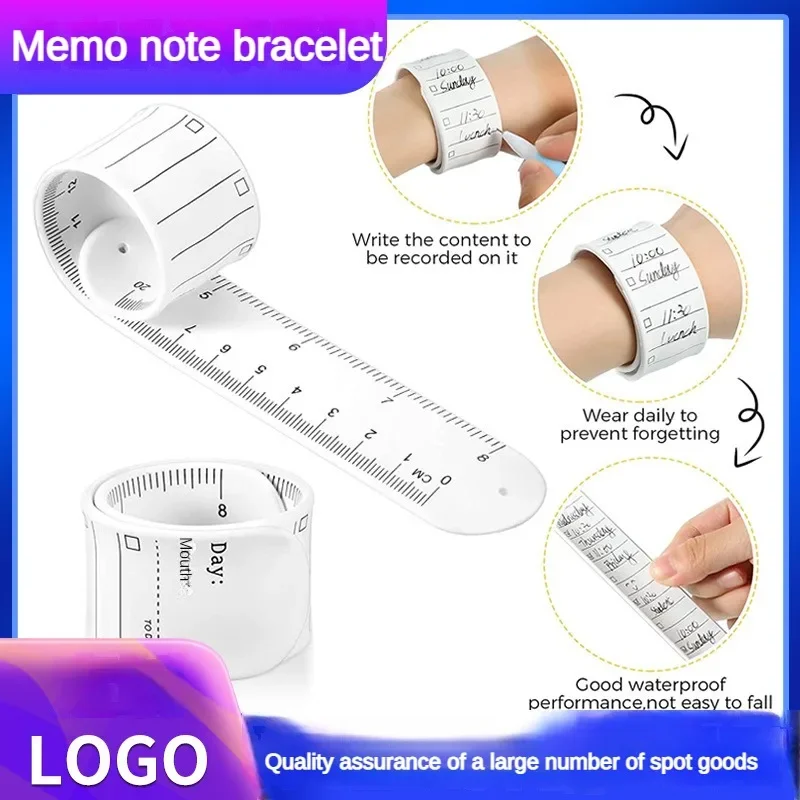 

Silicone Writeable Wearable Memo Slap Ring Pocket To-do List Wrist Strap Waterproof Erasable with Oversized Scale for Children