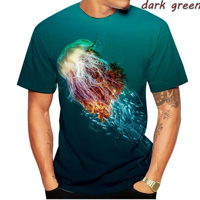 Elektronisch aansluiten het beleid 2022 3D Print Diepzee Kwallen T shirt Uitgaan Street Hoge Kwaliteit  Kleurrijke Casual T Shirt Unisex Mooie Shirts| | - AliExpress