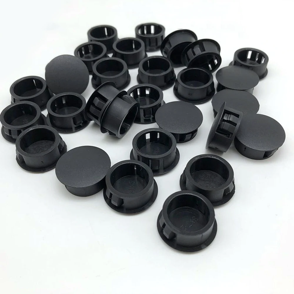 Tapas de plástico redondas para muebles, tapa de orificio de tornillo, insertos de tubo, tapón de 5mm, 6, 7, 8, 9, 10 a 50mm, color blanco y negro, 10 unidades