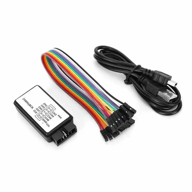USB Logic Analyzer Device Set Mini Digital Pocket Size 8 Channel Input Memory 24MHz