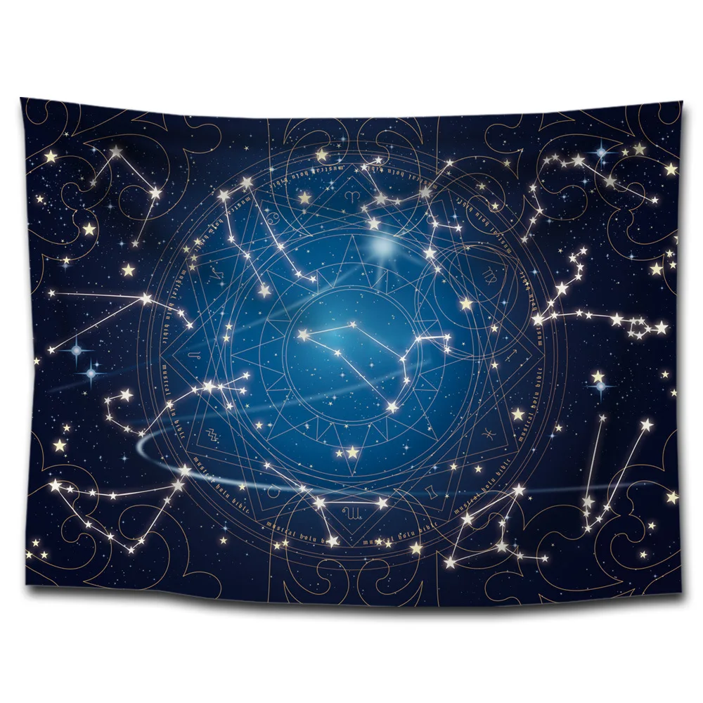 

12 Constellations Tapestry Live Broadcast Background Cloth Dormitory Short Rent Room Decoration Hanging Cloth