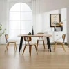 Modern Dining Chairs Set of 4,Upholstered Faux Leather Dining Room Chairs with Rattan Backrest and Wood Legs,Armless Wood Chairs 2