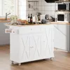 Kitchen Island with Storage, Island Table on Wheels with Drop Leaf, Spice Rack, Drawer, Towel Rack, Rolling Kitchen Island Cart 3