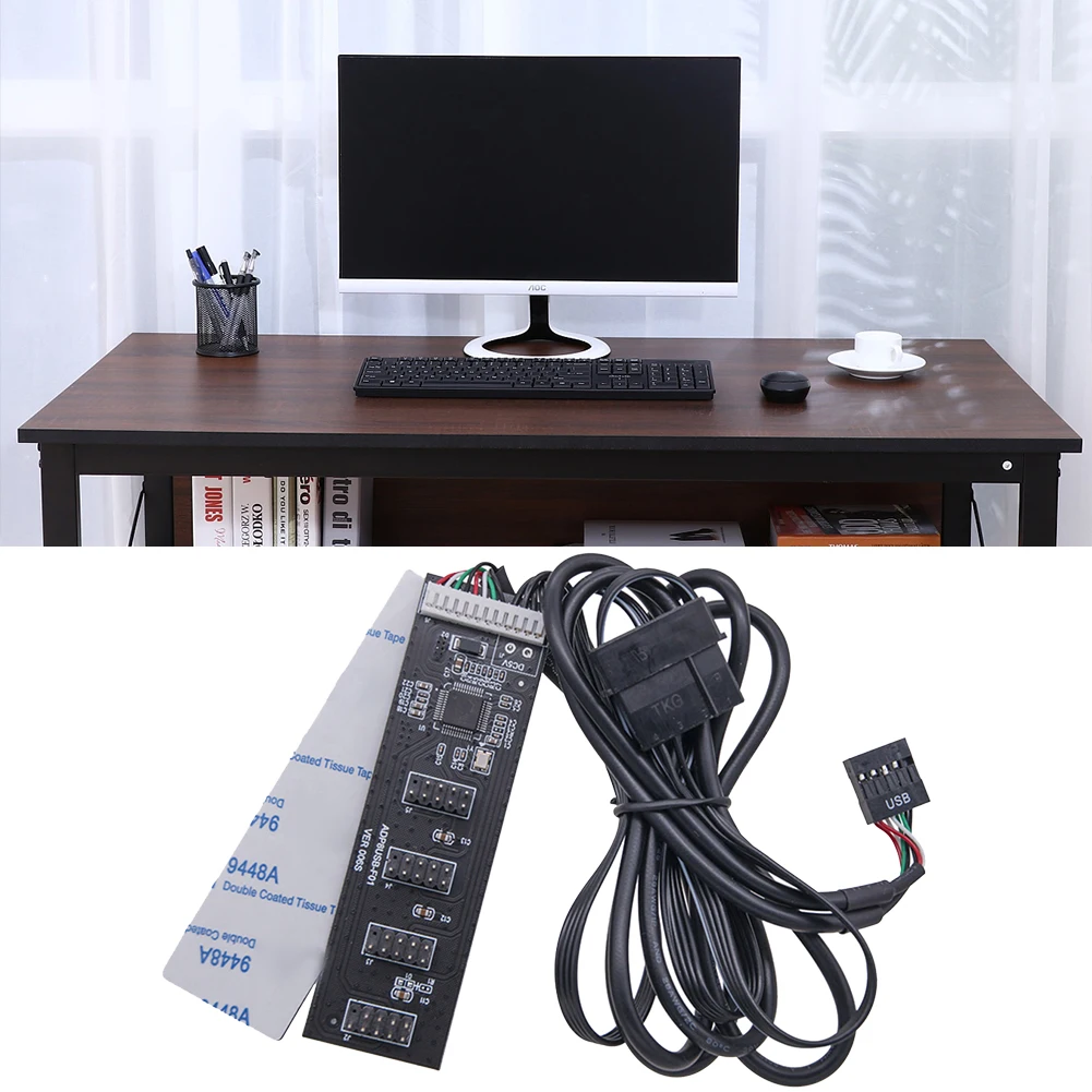 USB 2.0 허브 커넥터 어댑터 변환기, USB 2.0 9 핀 헤더, USB 1-4 수, MB USB 어댑터, 9 핀 내부 USB 허브 포트 멀티플라이어