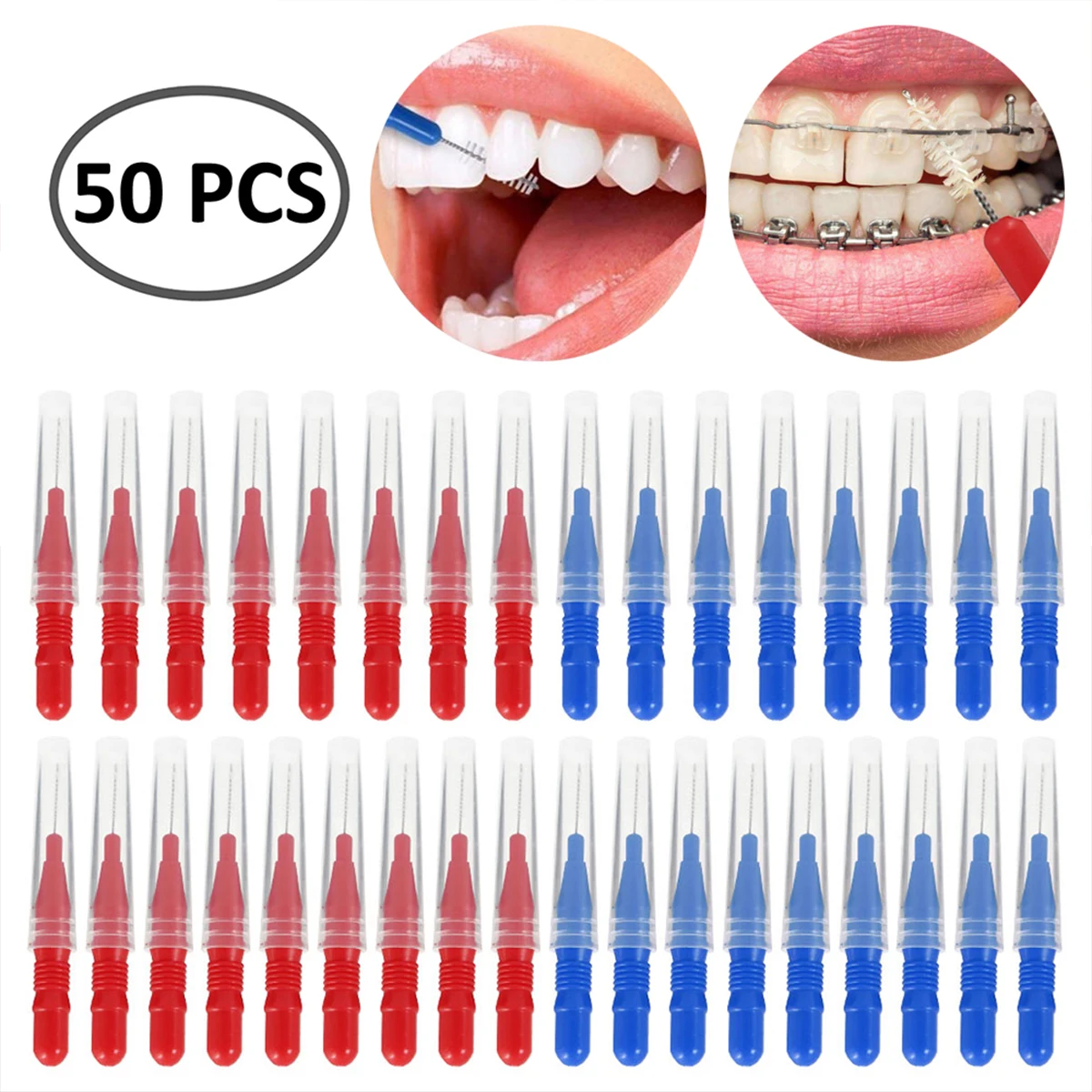Dental Oral Brushes Interdental Teeth Care Tool Floss 50Pcs/Box dental cleaning tools toothpick brush