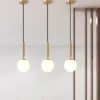 Glass pendant light gold bedroom light metal restaurant atmosphere pendant light complimentary light bulb 1