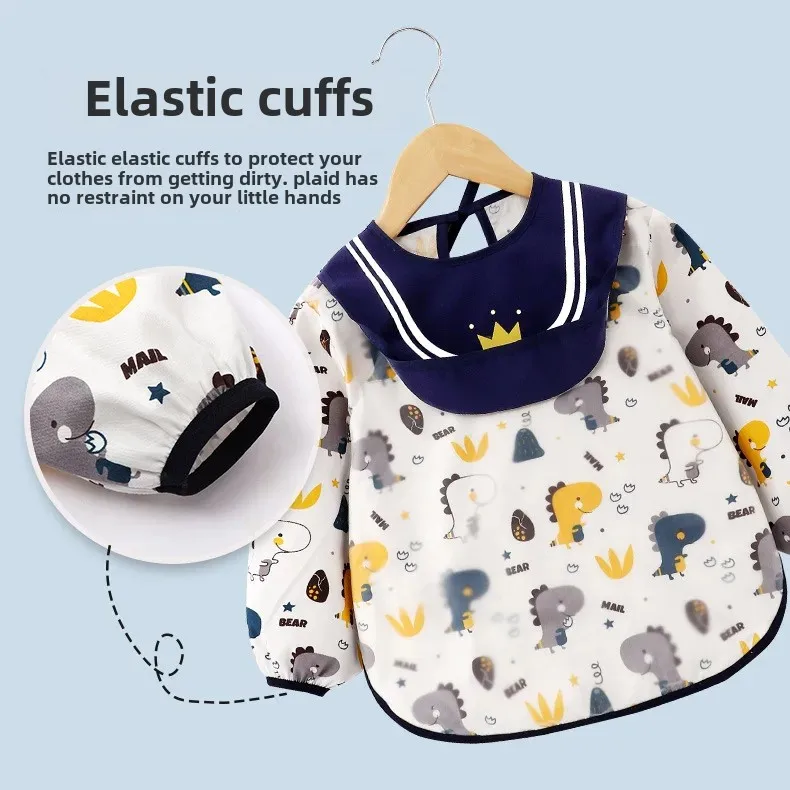 Baby Feeding Apron Cotton Material Waterproof Dirt-Resistant Child Bib Boys Overalls Kids Reverse Clothing Feeding Smock