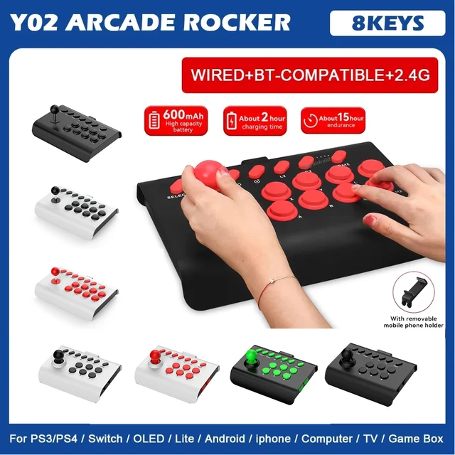 For Switch/PS4/PS3/Xbox One/PC Fighting Game Joystick Wireless PC Game Joystick Bluetooth Arcade Game Stick Joystick Controller