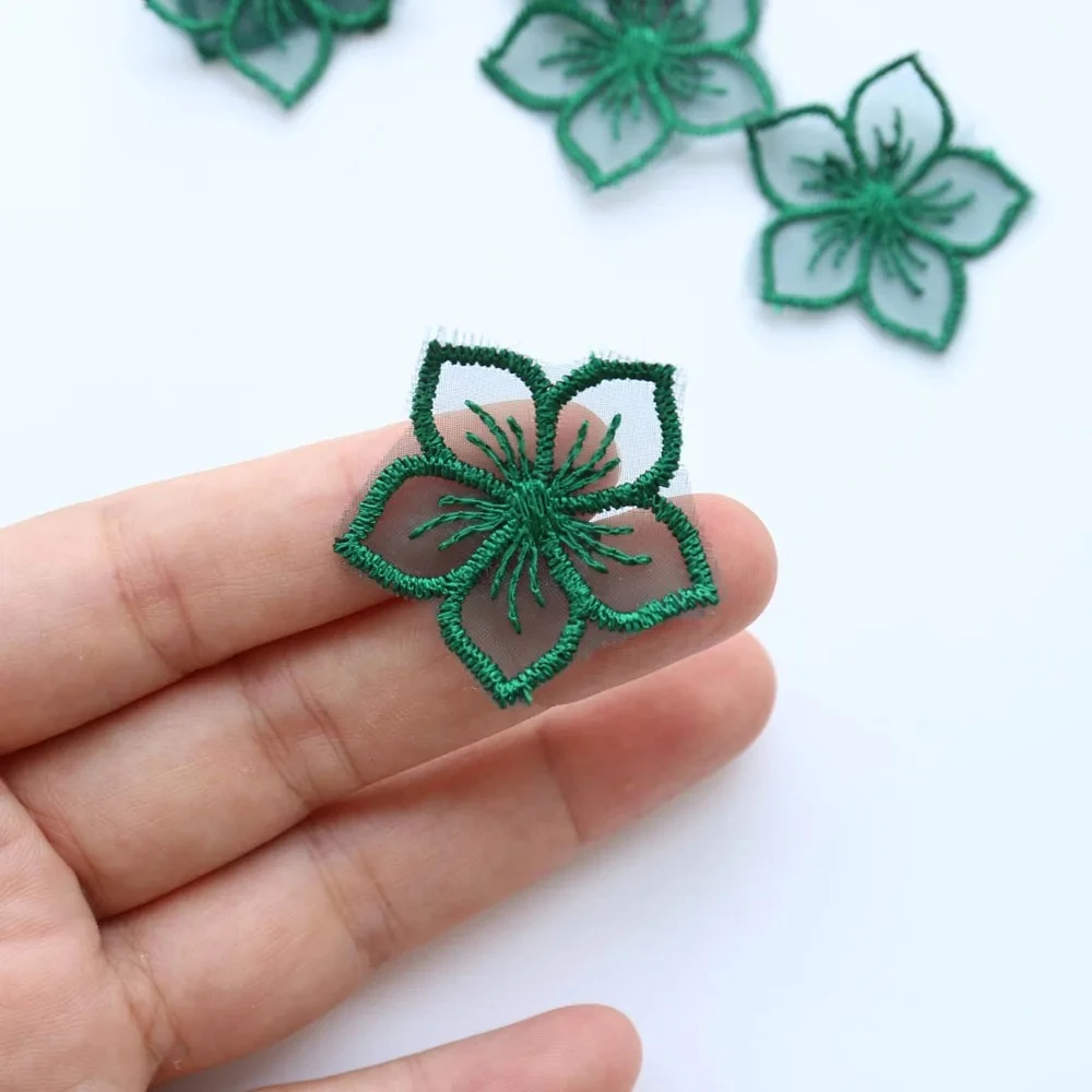 10Pcs Mesh Flower Applique for DIY Clothes Hat Shoes Crafts Sewing Supplies Patches Headwear Hair Clips Decor Accessories