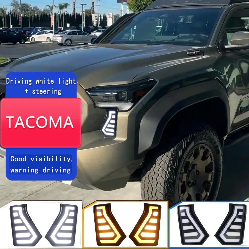 LED Daytime Running Lights With Turn Signal For Toyota Tacoma 2024-2025 | Front Marker Lamps DRL Left & Right Pair
