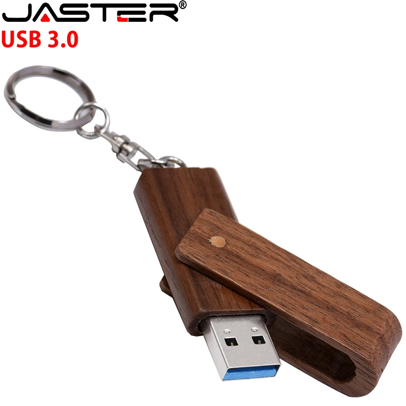 JASTER USB 3.0 레이저 조각 로고 맞춤형 나무 회전식 Usb 플래시 드라이브 Pendrive 4GB 8GB 16GB 32GB 메모리 스틱 선물