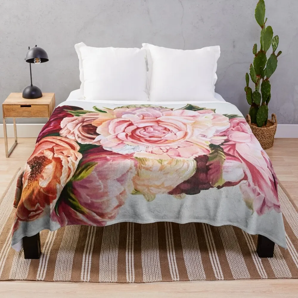 

Peonies Throw Blanket Sleeping Bag Travel Blankets