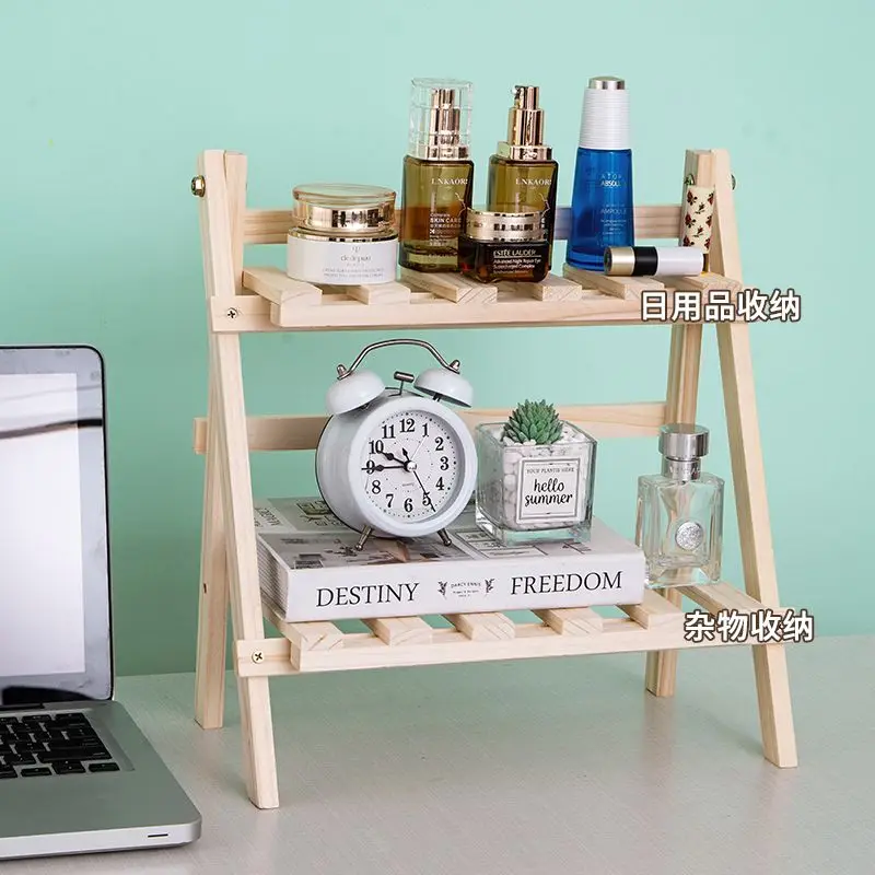 Outdoor Plant Shelves Solid Wood Double-layer Storage Bedroom Decoration Plant Rack Flower Desk Storage and Organization Rack