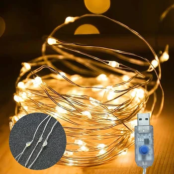 5M/10M/20M USB LED String Lights Copper Silver Wire Garland Light Waterproof Fairy Lights For Christmas Wedding Party Decorative 2